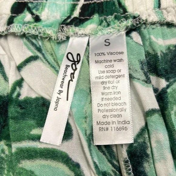 goa Beachwear By Japna | Slit Beach Pants Monstera Leaf Green Swim Palazzo S - Picture 4 of 8